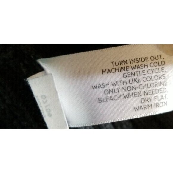 Hoodie Sweater Womens M Lamb Blend Long Sleeve Slub Cable Knit Charcoal - Picture 8 of 14